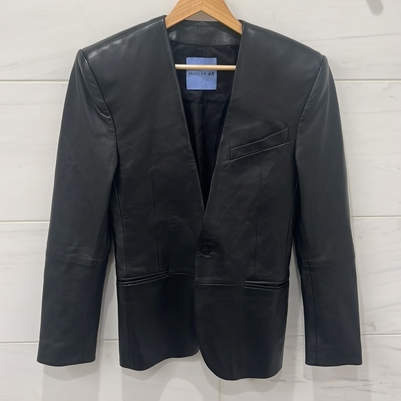 Mugler x H&M | Defined Waist Leather Blazer (Men’s) - Size S/M (EU 46/US 36R) - Picture 3 of 12